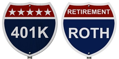 401k and roth signs
